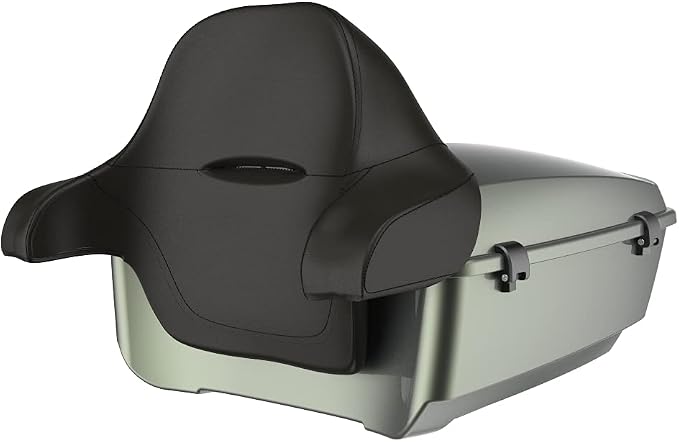 Advanblack Road Glide Tour Trunk Pack Deadwood Green Glossy King Tour Trunk Pack Luggage +Wrap-Around Backrest Pad for '97-'25 Harley Touring Road King Street Glide Electra Glide CVO models