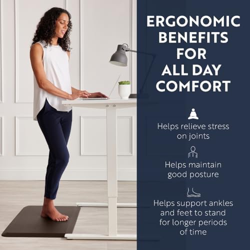 KANGAROO Anti Fatigue Mats for Kitchen Floor, 48x20, 3/4 Inch Thick Cushioned Ergonomic Mat, Reduce Foot Pressure, Waterproof Comfort Rug for Under Sinks, Office Standing Desk, Store Floors, Brown