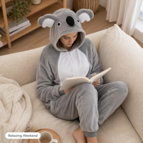 Snug Fit Unisex Adult Onesie Pajamas, Flannel Cosplay Animal One Piece Halloween Costume Sleepwear Homewear