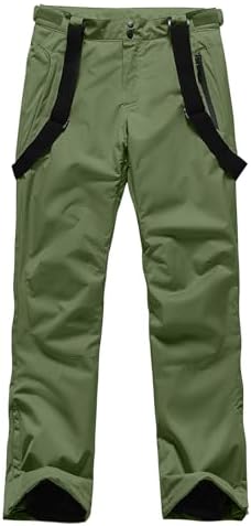 Men's Insulated Snow Pants Waterproof Ski Pant for Winter Hiking Bottom Leg Zipper Outdoor Pants Zipper Pockets