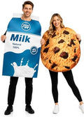 Milk and Cookie Couples Costume for Adults, Funny Halloween Matching Food Cosplay Outfit Set for Men Women, Cute Dessert Theme Party Dress Up Costume