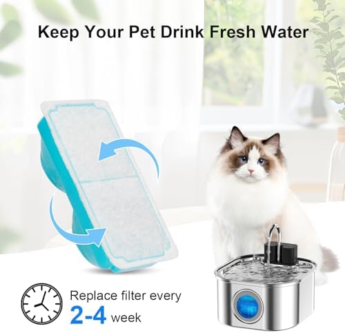Cat Water Fountain Wireless,Stainless Steel-Rechargeable- Battery Operated Cat Water Fountain,108oz/ 3.2l Automatic Cordless Pet Fountain,Pet Fountain with 4200 Mah Battery