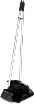 Carlisle FoodService Products Broom with Dustpan Combo Set – DuraPan, Adjustable Broom and Dustpan Set, Lightweight Metal and Plastic Design, 36", 4 Pack, Black