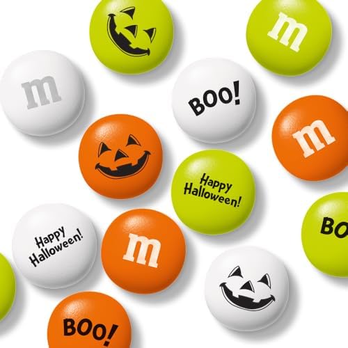 M&M'S Halloween Milk Chocolate Candy Jar, Orange, Green, White, 12.7 oz