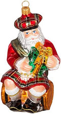 Miss Christmas 2026 Collection Santa Claus Blown Glass Christmas Tree Ornament (Scottish Santa with Whisky Barrel)