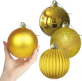 Gold 4.0" Large Christmas Balls - Christmas Tree Decoration Ornaments Shatterproof Hanging Balls for Birthday Halloween Holiday Wedding Decorations Set of 4pcs