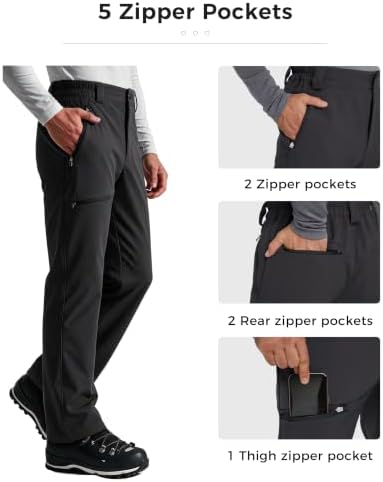wantdo Men's Fleece Lined Pants Insulated Softshell Ski Snow Hiking Pant