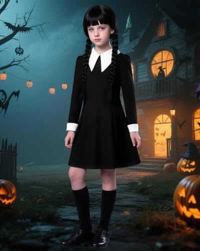 Girls Halloween Costume Kids Princess Black Dress for Family Cosplay Outfit
