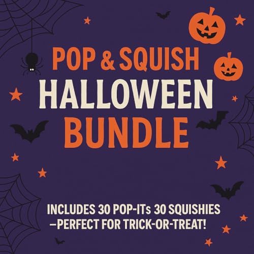 Pop & Squish Halloween Duo | Halloween Pop-Its , Halloween Squishies – Non-Candy Sensory Toys for Kids – Party Favors, Trick-or-Treat, Classroom Gifts