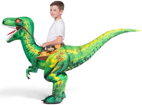 Spooktacular Creations Inflatable Dinosaur Costume Kids, Blow up Ride on Raptor Suit Boys Girls for Halloween Cosplay Party
