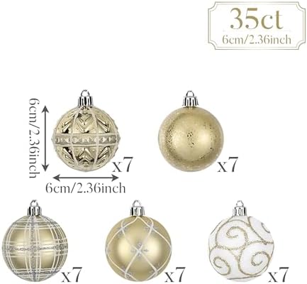 Valery Madelyn 35ct Christmas Tree Decorations Ball Ornaments 2.36 Inches