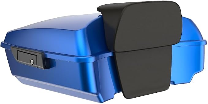 Advanblack Road Glide Tour Trunk Pack Blue Burst Chopped Tour Trunk Pack Backrest Pad for '97-'25 Harley Touring Road King Street Glide Electra Glide CVO models