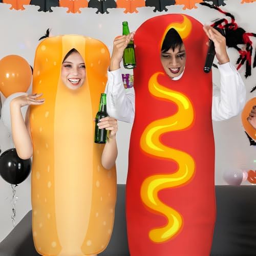 Chicingyou 2 Pcs Hot Dog and Bun Costume Halloween Hot Dog Adult Costume