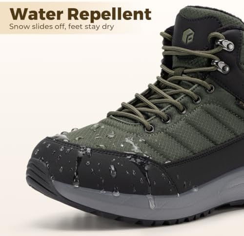 FitVille Men's Winter Boots Extra Wide, Water Resistant with Side Zipper, Non-Slip Warm Insulated Snow Outdoor Boots, Easy On/Off Comfortable