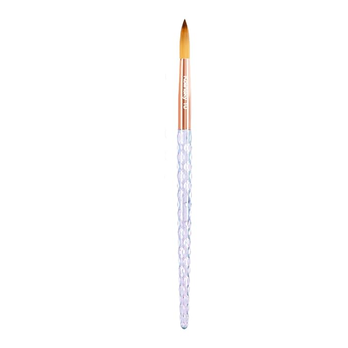 Kiara Sky Kolinsky Acrylic Nail Brush #10 – Pure Kolinsky Sable Hair, Iridescent Crystal Handle, Acetone Resistant, for Acrylic Application, Extensions & 3D Nail Art