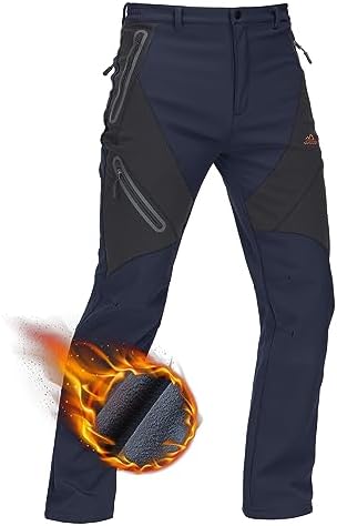 TACVASEN Men's Skiing Snow Pants Winter Hiking Fleece Lined Waterproof