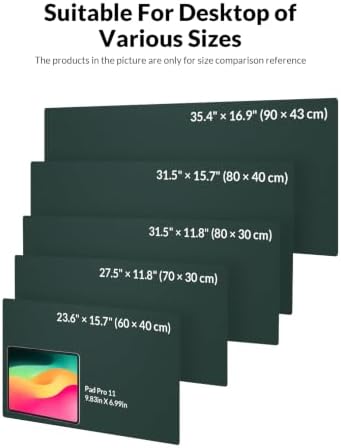 Leather Desk Pad Protector, 27.5" x 12", Dark Green Desk Mat