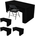 HolidayIdeas 4-Pack 8ft Open Back Fitted Tablecloths for Craft Shows Black