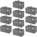VENO 10 Pack Extra Large Heavy Duty Moving Bags with Wide Opening & Reinforced Handles, Reusable Storage Tote Bags with Strong Zippers for Clothes, College Dorm Essentials & Moving Supplies