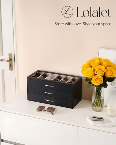 Lolalet Sunglasses Organizer Case for Women, Eyeglass Storage Holder