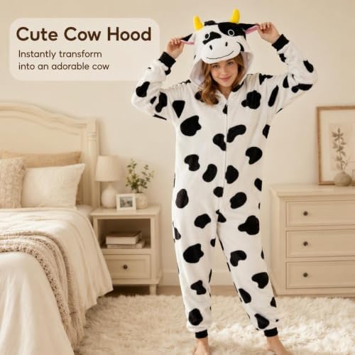 Snug Fit Unisex Adult Onesie Pajamas, Flannel Cosplay Animal One Piece Halloween Costume Sleepwear Homewear