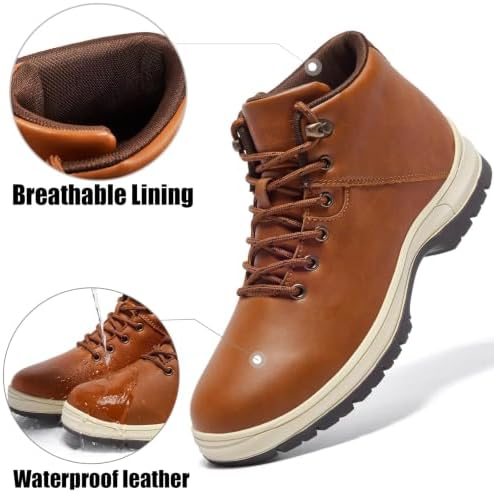 CARENURSE Mens Lightweight Hiking Boots Waterproof Mid Ankle Work Casual Hiker Trekking Outdoor Boots Anti Slip Hiking Shoes