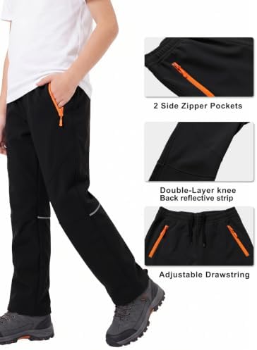 Kids Snow Pants Boys Ski Pants Fleece Lined Waterproof Trousers