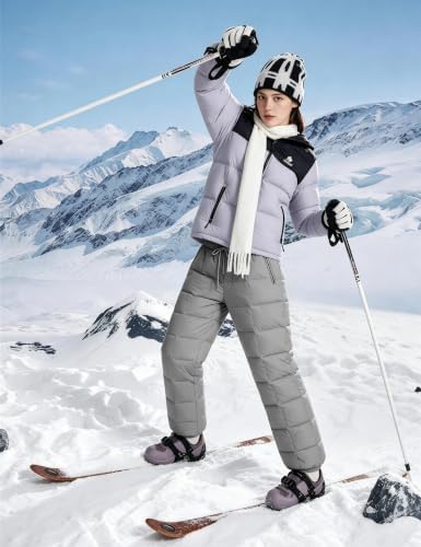 Womens Snow Pants Packable Winter Windproof Down Ski Trousers