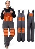 Heated Insulated Bib Overalls for Women with 16000mAh Power Bank, Outdoor Snow bibs Warm Skiing Snowboard Pants