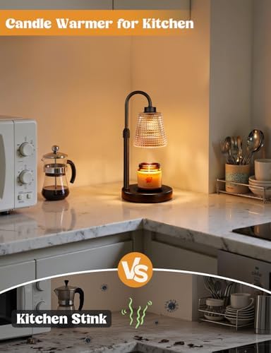 Amber Candle Warmer Lamp with Timer, Dimmable Candle Warmer for Jar Candles, Height Adjustable Wax Melts Warmer, Birthday Gifts for Women Mom, House Warming Gifts New Home Decor