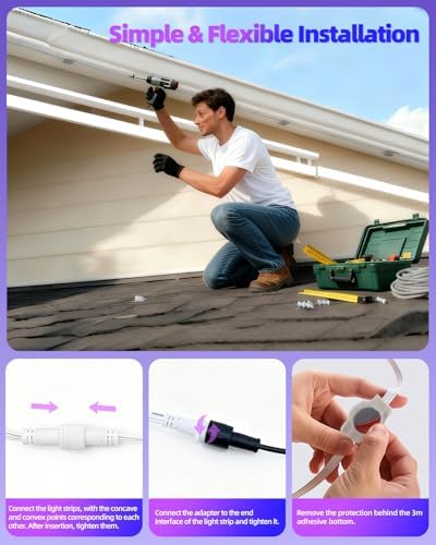 oneup 200FT Permanent Outdoor Lights for House, RGB Smart LED Eave Light IP67 Waterproof, DIY Scene Modes, App Voice Control, DIY Timer, for Christmas Holiday Party Outside Decor