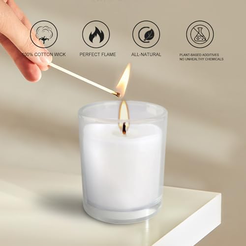 48 Pack Warm White Unscented Clear Glass Filled Votive Candles. Hand Poured Wax Candle Ideal Gifts for Aromatherapy Spa Weddings Birthdays Holidays Party.