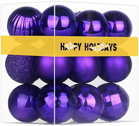 Purple 1.6" Small Christmas Balls Christmas Tree Decoration Ornaments Shatterproof Hanging Balls for Birthday Halloween Holiday Wedding Decorations Set of 18pcs