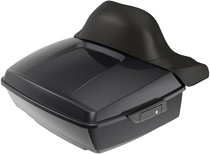 Advanblack Road Glide Tour Trunk Pack Black Pearl King Tour Trunk Pack Luggage + Wrap-Around Backrest Pad for '97-'25 Harley Touring Road King Street Glide Electra Glide CVO models
