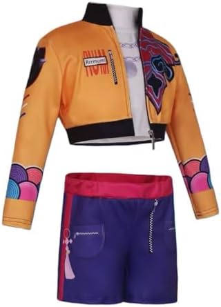 Girls Halloween Costume, Black and Yellow Polyester Top and Pants Set for Cosplay