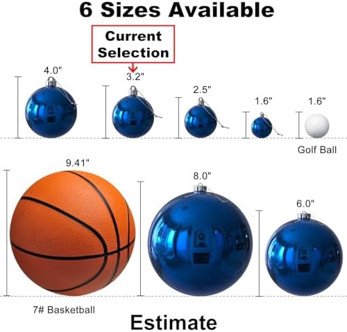 Royal Blue 3.2" Large Christmas Balls - Christmas Tree Decoration Ornaments Shatterproof Hanging Balls for Birthday Halloween Holiday Wedding Decorations Set of 10pcs