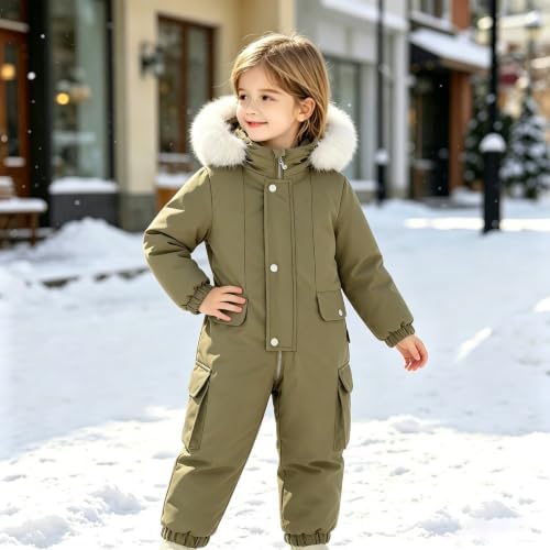 Toddler Girls Snow Suit Kids Boys One Piece Ski Jumpsuit Warm Padded Onesie
