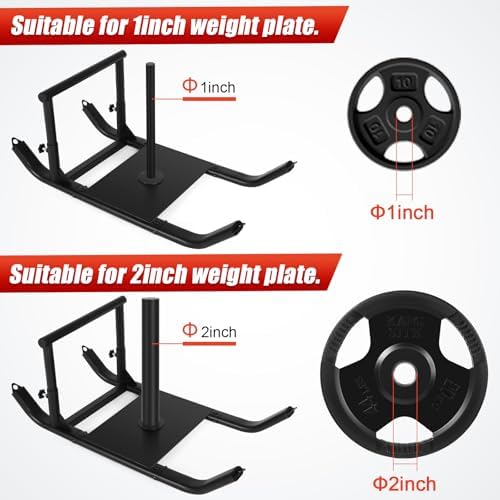 GADFISH Workout Fitness Sled, Weighted Sleds Push Gym Equipment for Adults & Kids, Compatible with 1" & 2" Weight Plates, Multi-Purpose Sled for Outdoor or Home Fitness Training