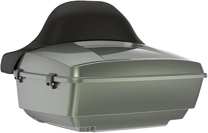 Advanblack Road Glide Tour Trunk Pack Deadwood Green Glossy King Tour Trunk Pack Luggage +Wrap-Around Backrest Pad for '97-'25 Harley Touring Road King Street Glide Electra Glide CVO models