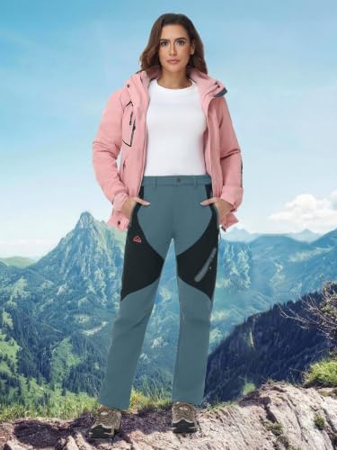 YSENTO Women's Hiking Pants Fleece Lined Winter Waterproof Insulated Snow Ski Work
