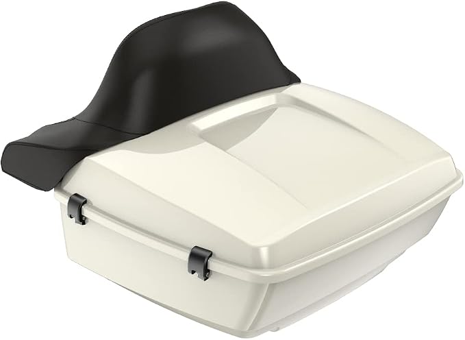 Advanblack Road Glide Tour Trunk Pack Birch White King Tour Trunk Pack Luggage +Wrap-Around Backrest Pad for '97-'25 Harley Touring Road King Street Glide Electra Glide CVO models