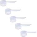 29.6cc Long Handle Measuring Scoop (2 Tablespoon / 1/8 Cup / 1 oz) - Heavy-Duty Plastic Spoon for Powders, Protein, Coffee, and Baking, 5-Pack