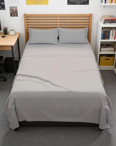 Full XL Sheets - 4 Piece Full XL Sheet Set - Cool & Breathable - Light Grey