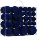 Navy Blue Velvet Christmas Ball Ornaments-46pcs Flocked Tree Decorations