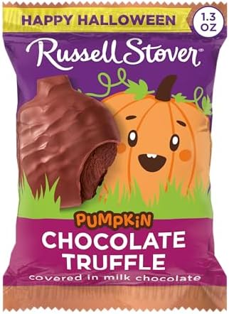 RUSSELL STOVER Halloween Milk Chocolate Chocolate Truffle Pumpkin, 1.3 oz. (Pack of 18) - Bulk Halloween Candy