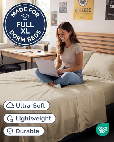 Full XL Sheets - 4 Piece Full XL Sheet Set - Breathable & Cooling - Wheat