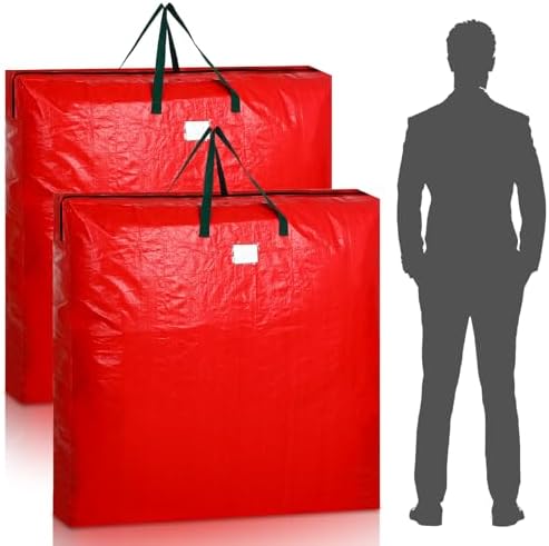 2 Pcs 48 Inch Christmas Wreath Storage Bags with Handle, Red