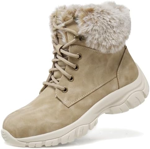 ANJOUFEMME Womens Winter Snow Hiking Boots Fur Lined Lightweight Warm Shoes