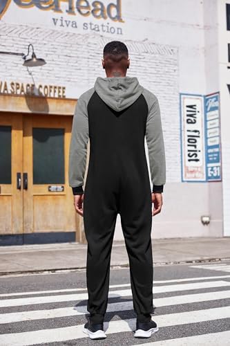 COOFANDY Mens Jumpsuit Onesie Hooded Full Zip One Piece Jogging Tracksuit