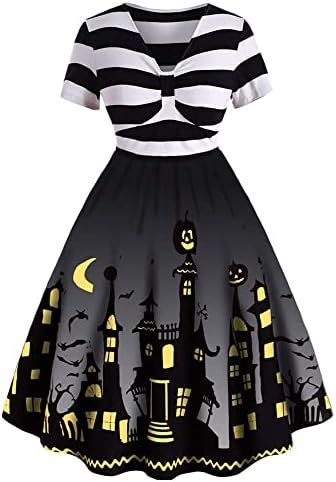 ZEZCLO Women's Plus Size Halloween Dress Pumpkin Halloween Costume Dresses